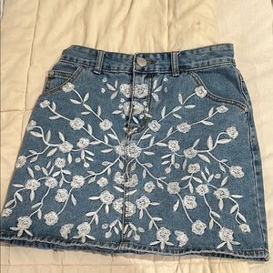 Glamorous Blue and White Embellished Mini Skirt